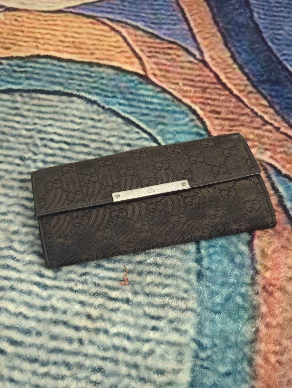 Authentic GUCCI Black GG Canvas Continental Wallet! Made In Italy